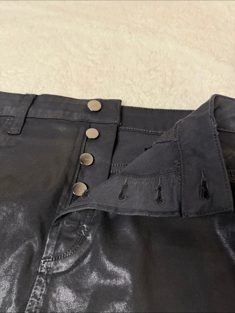 Joe's Jeans Jessica Button Fly Coated Stretch-Denim Skirt - Sz 27, NWT - Picture 10 of 14